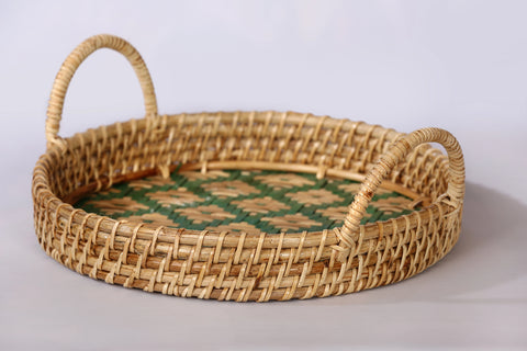 ROUND SITALPATI TRAY ( GREEN )