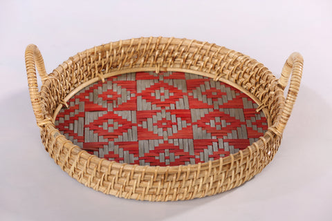 ROUND SITALPATI TRAY ( RED )