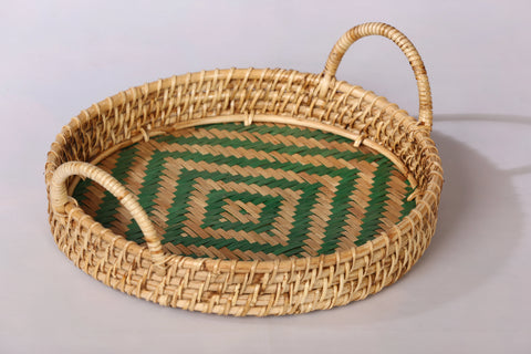 ROUND SITALPATI TRAY ( GREEN )