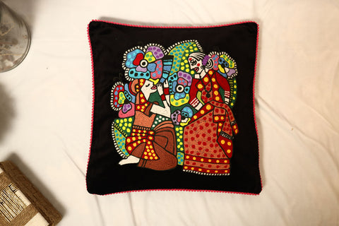 CUSHION COVER BLACK ( VELVET )