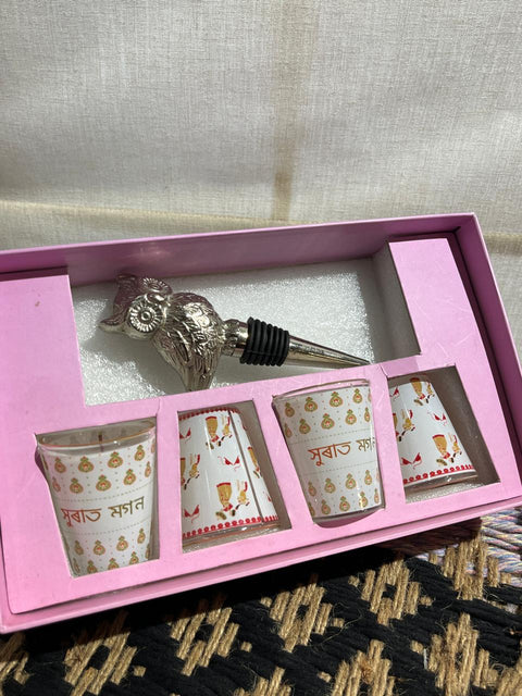 Bar Set Shot Glass / Owl Bottle Stopper Gift Set