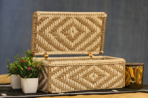 DIAMOND WHITE & JUTE BOX