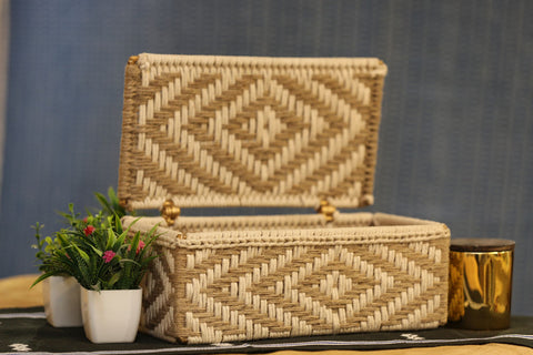 DIAMOND WHITE & JUTE BOX